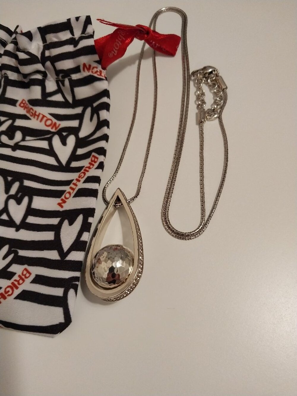 💗Brighton Necklace, Long 32" Silver Crystals "Charo Ellipse Spin" NWOT💗